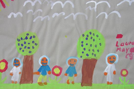 Kinderbild „Sommer”, gemalt von: Laura (9 Jahre)