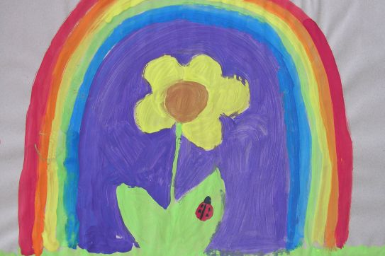 Kinderbild „Regenbogen”, gemalt von: Sandra (10 Jahre)