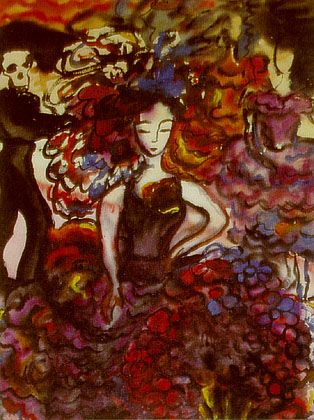 „Tänzerin und Tod”, Aquarell 50x70cm, 1984