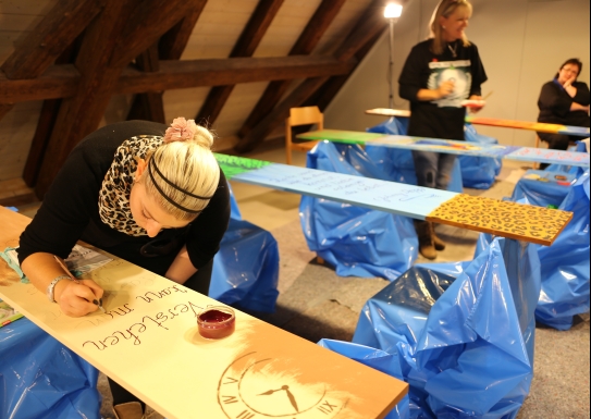 Workshop „Seelenbretter®-Malen” im Fränkischen Freilandmuseum des Bezirks Mittelfranken, Bad Windsheim, im November 2013